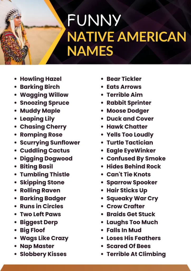 Funny Native American Names infographic