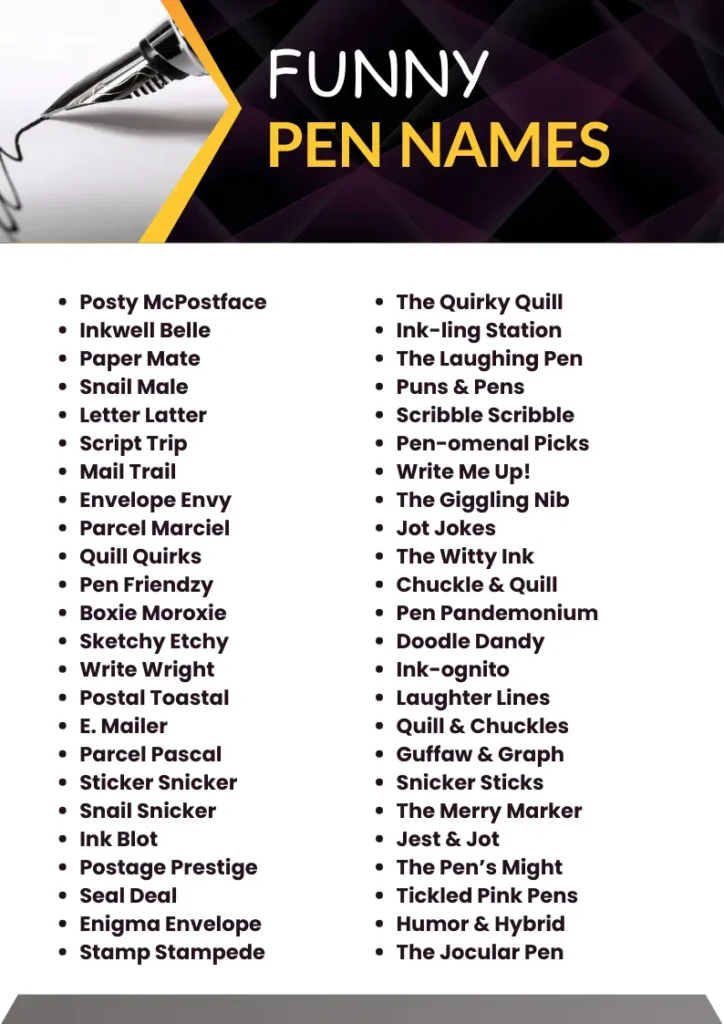 Funny Pen Names infographic