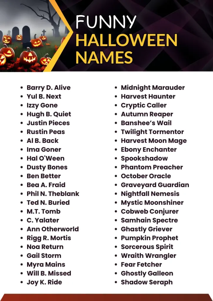 Funny Names for Halloween infographic