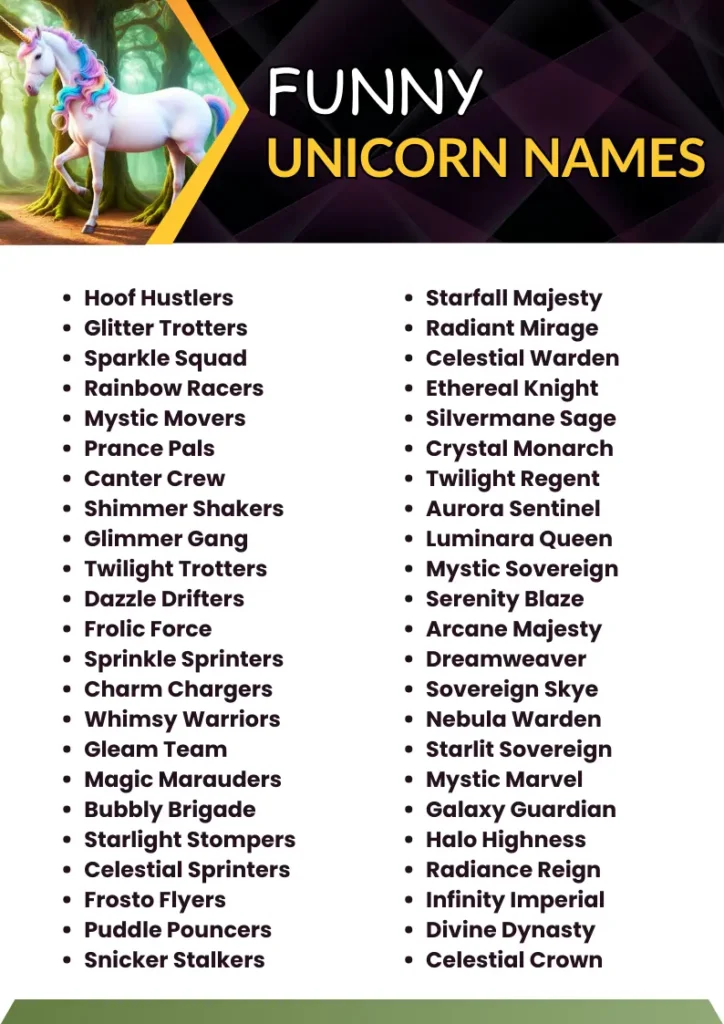 Funny Unicorn Names infographic